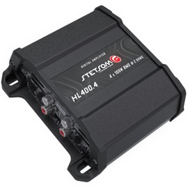 Stetsom HL 400.4 2 Ohms - Compact Digital 4 Channel Amplifier, 400W RMS 400x4, Full Range, High Input, Bass Boost Gain + 14db (Variable Adjustment 30-75hz), Multichannel, Digital Sound, Crossover