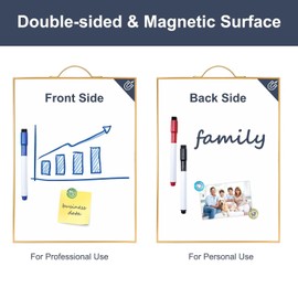 TANKEE Small Dry Erase Board - 16" X 12" Portable White Board, Double-Sided Hanging Whiteboard for Wall, Erasable Mini Magnetic Marker Board for Office, Home, Kitchen, Room, Aluminum Frame