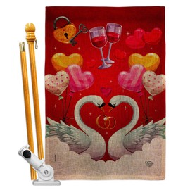 Ornament Collection Sweet Couple Burlap House Flag Set Celebration Wedding Marriage Bride Groom Mrs Occasion Anniversary Party Decoration Banner Small Garden Yard Gift Double-Sided, Made in USA