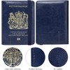 MOIRENTO UK Passport Cover Holders Protector PU Leather Navy Blue