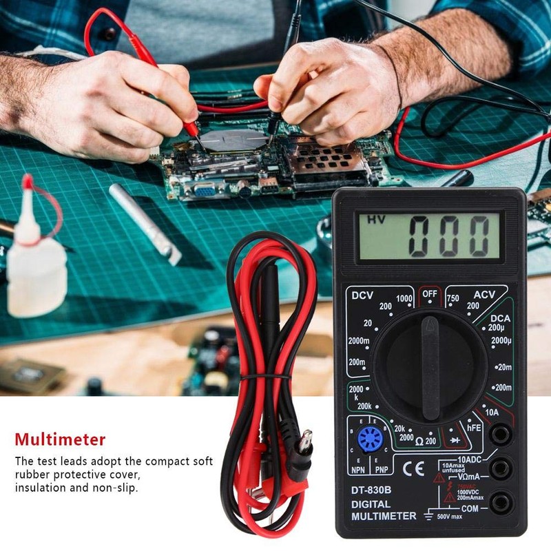 Digital Multimeter,DT830B Multifunctional Portable LCD Digital Multimeter Amp Volt Ohm