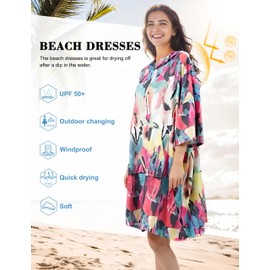 KFUBUO Surf Poncho Changing Towel Swim Robe with Pocket Plus Size Terry Cloth Swim Cover Up for Women Towel Poncho Hoodie