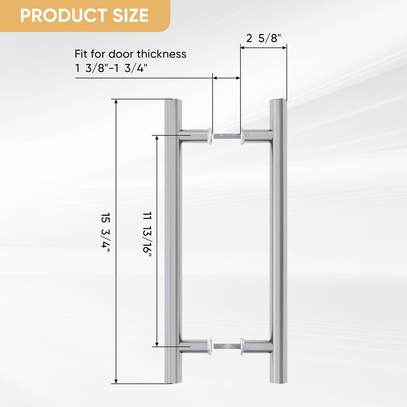 JUBEST 16" Push Pull Door Handle, Stainless Steel Double Sided