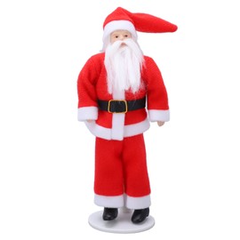 1:12 Dollhouse Santa Claus Ceramic Rotatable Mini Dollhouse Father Christmas with Stand Base for Dollhouse Decoration
