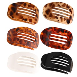 6 PCS Flat Hair Clips for Women, French Design Flat Hair Claw Clips, Strong Hold Matte Hair Barrettes for Women Thin Hair, Duck Billed Hair Clips for Daily Styling Christmas Gifts (Tortoise)