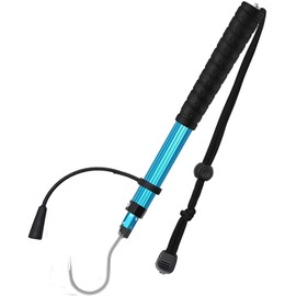 KOMCLUB Fishing Gaff Hook, Retractable Fishing Gaff Sharp Hook Fishing Gear Tackle with Soft Rubber Nonslip Handle Lanyard Lightweight Non-slip Sharp Hook for Saltwater Boat Kayak Fishing (blue-60cm)