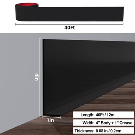 Duzzy Flexible Baseboard Molding Trim, 5 Inch(W) x 40 Feet(L) Peel and Stick Rubber Wall Trim Molding, Self-Adhesive Vinyl Wall Base Cove Base
