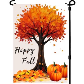 Fall Garden Flags 12x18 Inch -Double Sided Heavy Duty Small Autumn Tree Pumpkin Holiday Yard Flags UV protection Fade Resistant for Holiday Decoration Outdoor