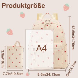 LEDAOU Small Backpack for Women Mini Backpack Purse for Girls Teens Kids School Travel Shoulder Bag 2 Pieces Women Backpacks Set, Corduroy Strawberry Pink, S