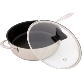 Ozeri Sauce Pan and Lid with a 100% PFOA and APEO-Free Non-Stick Coating developed in the USA, 5 L (5.3 Quart), Stainless Steel
