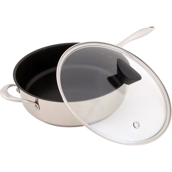 Ozeri Sauce Pan and Lid with a 100% PFOA and APEO-Free Non-Stick Coating developed in the USA, 5 L (5.3 Quart), Stainless Steel