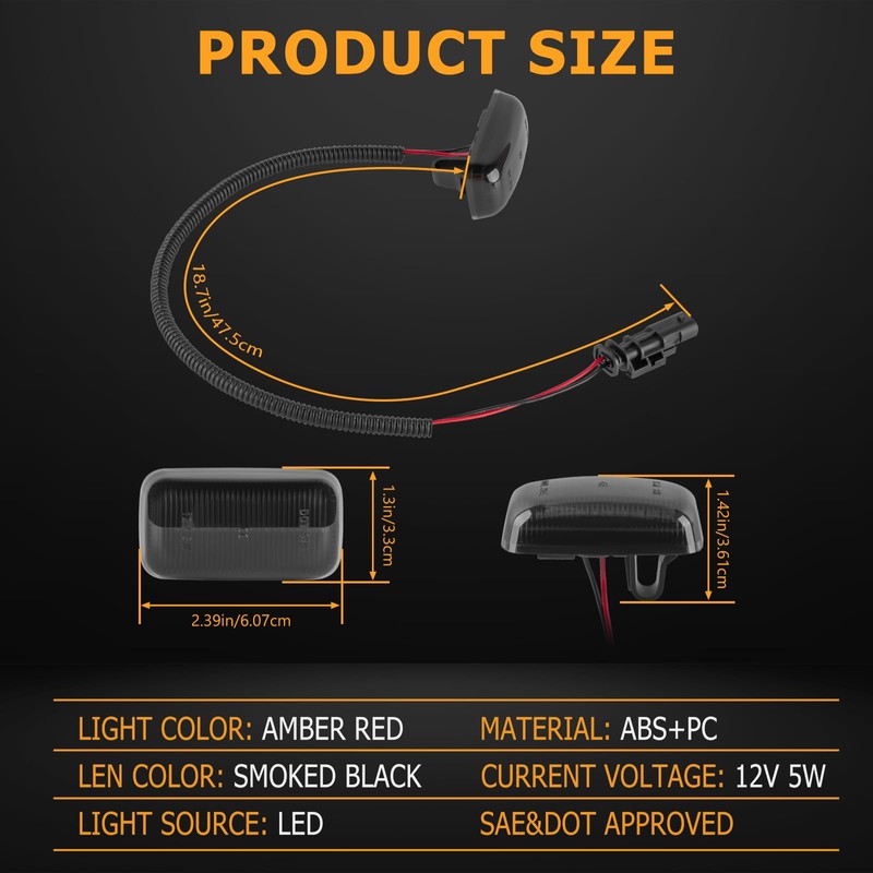 Gempro LED Dually Fender Side Marker Lights for 2015-2023 Chevy