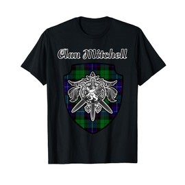 Mitchell Scottish Clan Tartan Lion Sword Crest T-Shirt