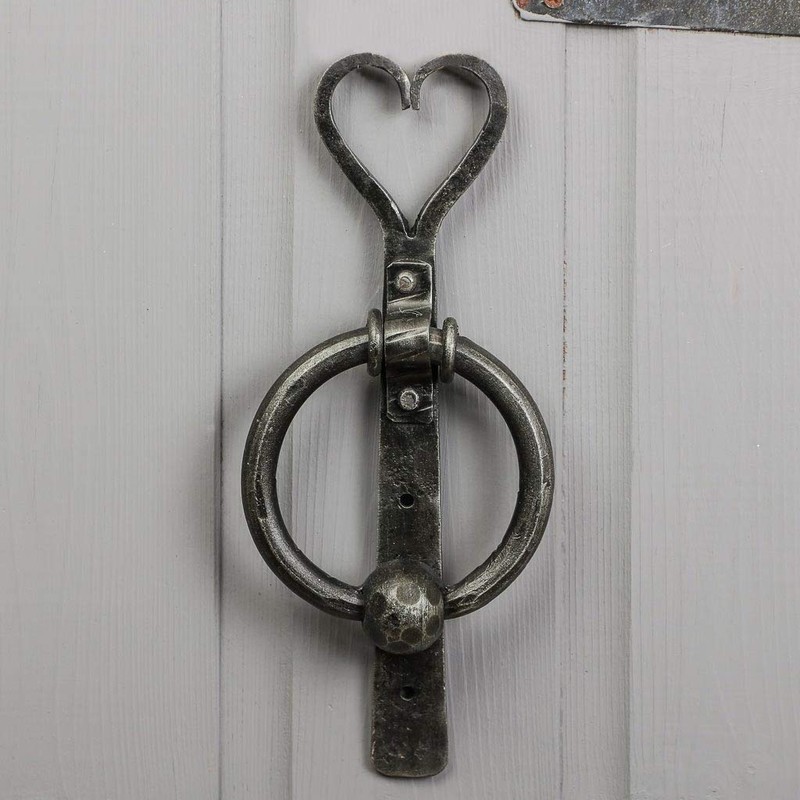 Door Knocker Heart Shaped Black Cast Iron Ring Door Knocker