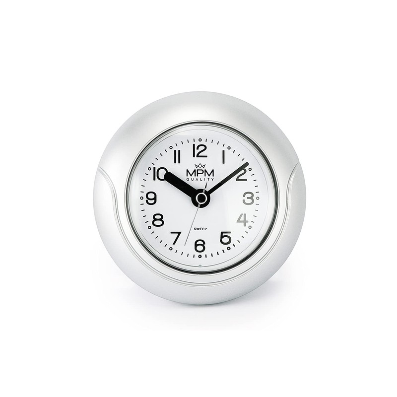 MPM Quality Design Plastic Bathroom Clock, Quartz Movement Sweep, 3-5