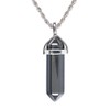 Natural Hematite Gemstone Hexagonal Pointed Reiki Chakra Pendant Necklace 20"