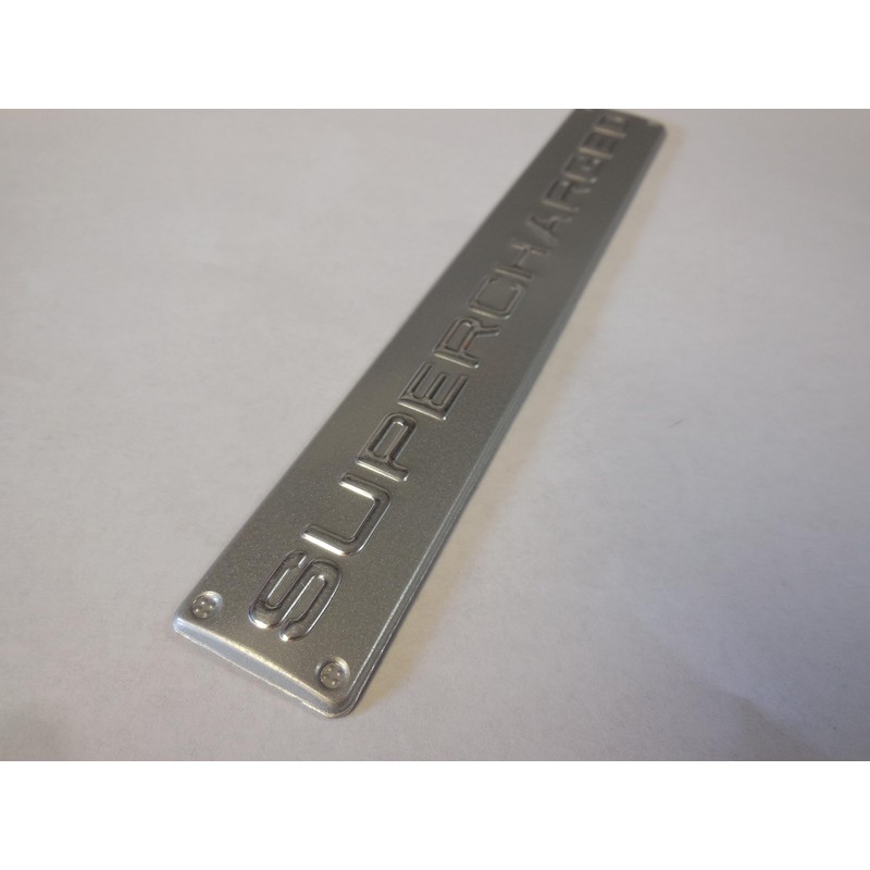 Supercharged Emblem 6 1/2" X 1" SELF Stick Silver &