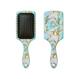 Red by Kiss Designed Brush, Easy Hair Detangling & Styling, Scalp Massage & Smoothing Hairbrush, Comfortable Cushion Pad, Wet Dry Hair (Square Aqua Marble)