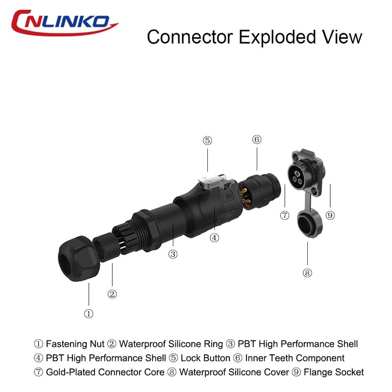 CNLINKO LP-16 Industrial Waterproof Connector IP68 Circular Connector Quick Plugging
