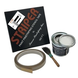 Automotive Pinstriping KIT - Stencil/Brush/Paint - Pinstripe Your Car/Truck | Striper: F-53 | Results: 1/4 inch Stripe, 1/4 inch Space, 1/8 inch Stripe (Imitation Silver, 160 Foot roll)