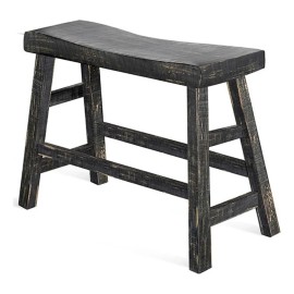 Pemberly Row 24" Farmhouse Mahogany Wood Bench in Black Sand