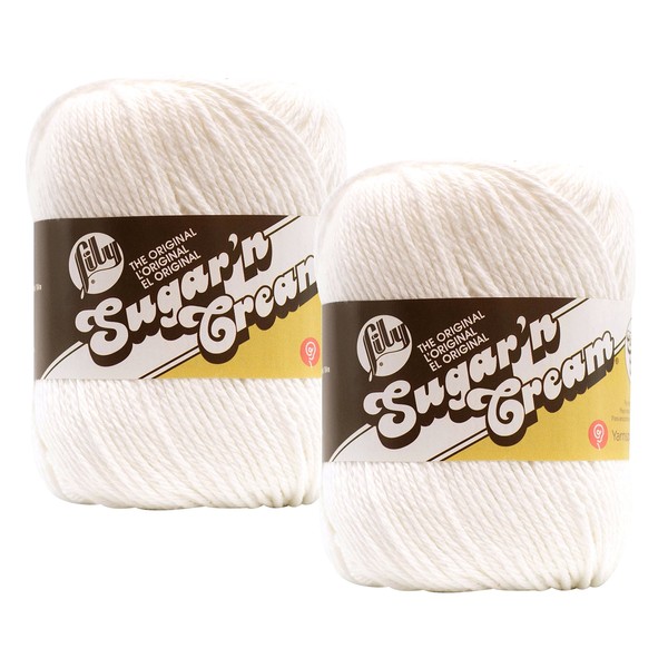 Bulk Buy: Lily Sugar 'n Cream 100% Cotton Yarn (2-Packs) ~ Solids ~ 4 oz. Super Size Skeins (White SS #18001)