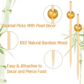 300 Cocktail Picks Food Picks Cocktail Skewers 4.7-inch Long Toothpicks for Appetizers Bamboo Skewers Bamboo Sticks Wooden Skewers