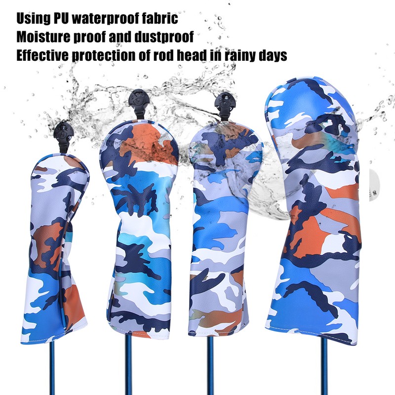 4PCS PU Leather Camouflage Waterproof Thicken Lining Golf Putter Head