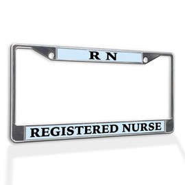 Fastasticdeals Metal Insert License Plate Frame Rn Registered Nurse D Weatherproof Car Accessories Chrome 2 Holes Solid Insert