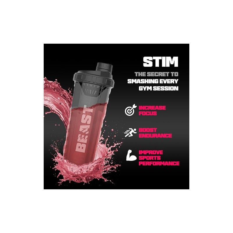 Beast Stim Pre Workout Powder 300mg Caffeine, Beta Alanine -