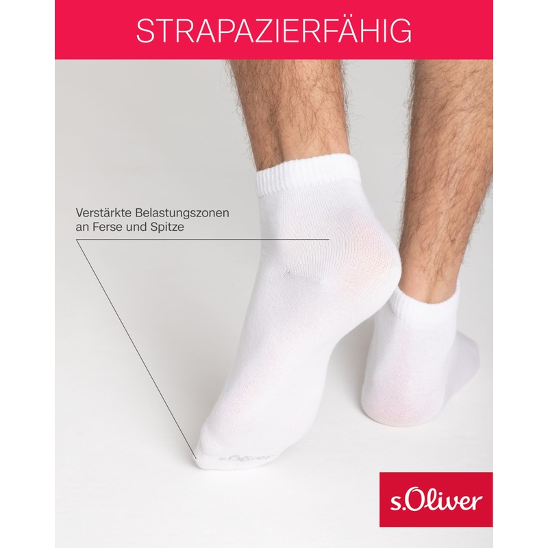 s.Oliver Unisex Short Socks Pack of 8, White Mouliné Mix