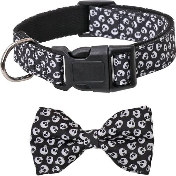 Halloween Dog Collar with Removable Cute Bow Tie Adjustable Pet