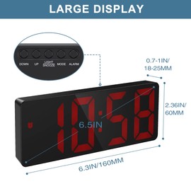 Ankilo Digital Alarm Clock, LED Clock, Electronic Table Clock with Temperature Display, Travel Alarm Clock, Adjustable Brightness, 12/24H Display, for Home, Bedroom, Office, Children