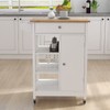 FRITHJILL Kitchen Island Cart, Rolling Trolley Cart with rubberwood Tabletop,