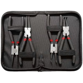 Ksvaye Set of 4 Expansion Pliers, Snap Ring Pliers Set, 180 mm Circlip Pliers, Sea Ring Pliers Set with Portable Bag for Indoor and Outdoor Fuses, Straight Bent Sea Ring Pliers, Remover Retaining