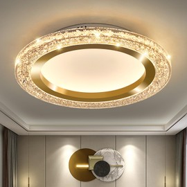 UOFUS 28W Gold LED Flush Mount Ceiling Light 12inch Modern Round Ceiling Light Fixture 3000K-6000K Super Bright Circle Ceiling Lamp for Bedroom Kitchen Bathroom Entryway Hallway Stairwell