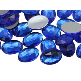 Allstarco 18x13mm Blue Sapphire .PH Flat Back Oval Acrylic Rhinestones Plastic Costume Gems Cosplay Embelishments Decorations - 35 Pieces