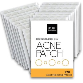 GREIGHT BRAND PRODUCTS Hydrocolloid Acne Pimple Patches (720 Patches 2 Sizes) - Invisible Spot Cover For Acne Treatments, Breakout, Conceals Acne, Reduces Pimples and Blackheads