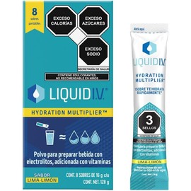LIQUID I.V. Electrolitos y Vitaminas en Polvo para preparar Bebida Hidratante sabor Lima Limón, 8 Sobres