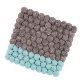 cilio Lana Due Coaster, Washable Felt Made of Sheep's Wool, for Hot Pots, Plates, Bakeware and Pans, Heat Resistant up to 100 °C, Felt Balls, 21 x 21 cm, Square, Brown/Turquoise