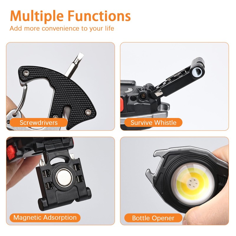 MAKDAK Carabiner Flashlight Tool - 2pc Keychain Flashlight Cob Keychain