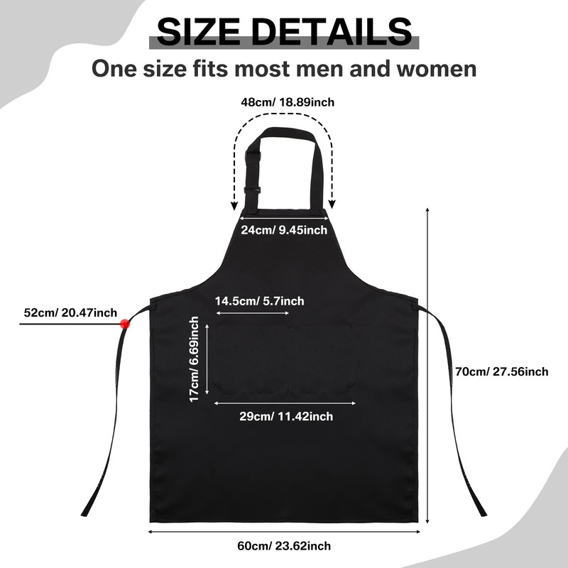 JaGely 24 Pack Adjustable Bib Apron with 2 Pockets Black