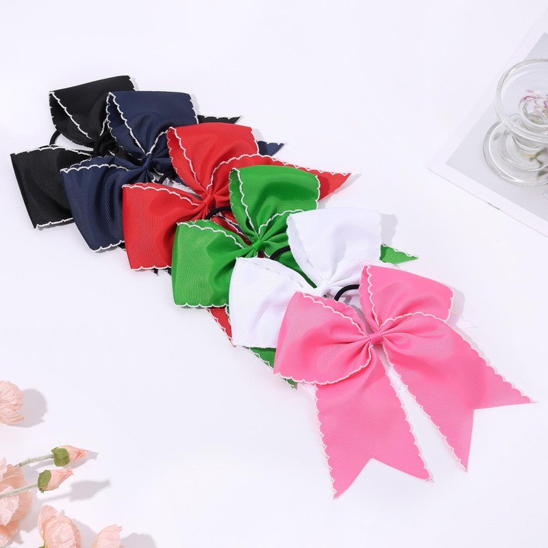 CN Black Large Cheer Bows, Cheerleading Bows Ponytail Holder for