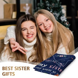 Niyewsor Sister Birthday Gifts, Mothers Day Valentines Gifts for Sister, Sis Present for Christmas, to My Sis Gift Throw Blanket 60" x 50"