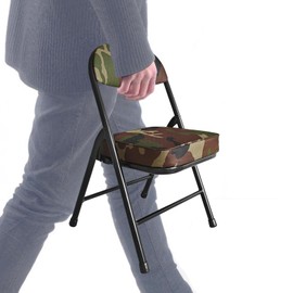 fusehome Mini Padded Folding Chairs, Garage Stool, Portable Camping Chair with Cushion, Lightweight Lawn Chair, for Outdoor Sports Events, Patio, Fishing, Hiking, Hunting, Picnic, Beach (Camo Green)