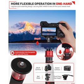 IFOOTAGE 71" Professional Carbon Fiber Monopod for DSLR Cameras, Portable Travel Monopod with Feet, Max Load 17.64 lbs, Compatible with Sony, Canon, Nikon, Cobra 3 C180F