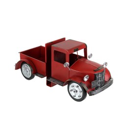 Vintage Red Pickup Truck Weathered Finish Metal Bookends Front and Back