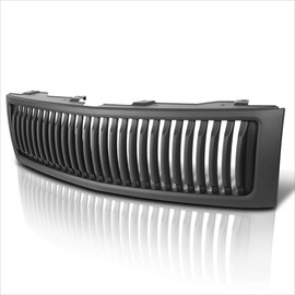 Matte Black Vertical Fence Front Upper Bumper Grille Grill Compatible with 07-13 Chevy Silverado 1500