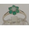 LetsBuyGold 925 Sterling Silver Natural Opal and Emerald Womens Cluster