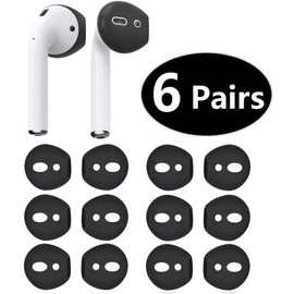 JNSA Fit in The Case AirPods Ear Tip Gel, 12 PCS 6 Pairs Ultra-Thin Anti-Slip Earbuds Silicone Covers Compatible with AirPods 2, 1 and EarPods, Black